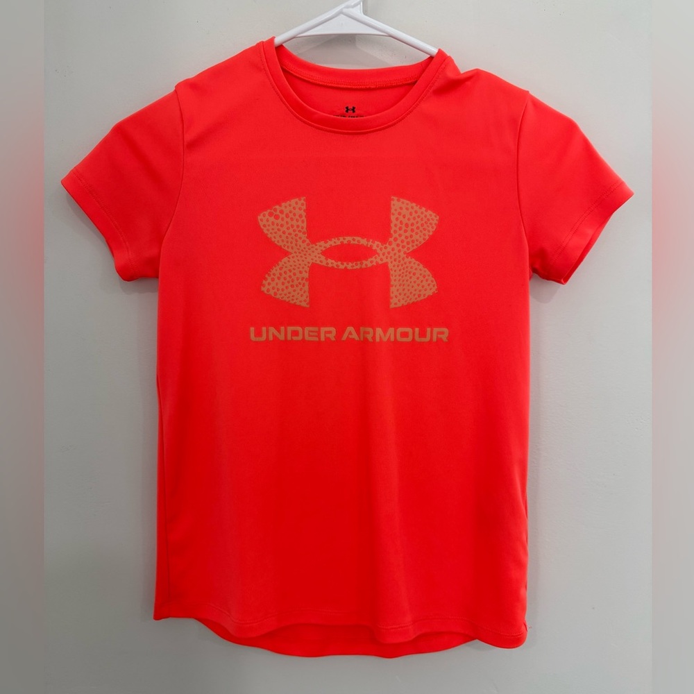 Under Armour Girls' Tech Print Big Logo Short Sleeve Crew
